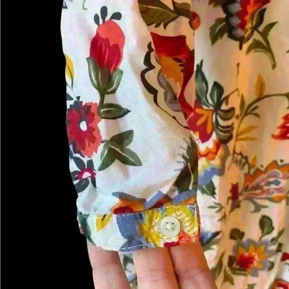 Old Navy Pintuck Floral Swing Tunic Dress Sz S Long Sleeves Knee Length - Picture 4 of 7